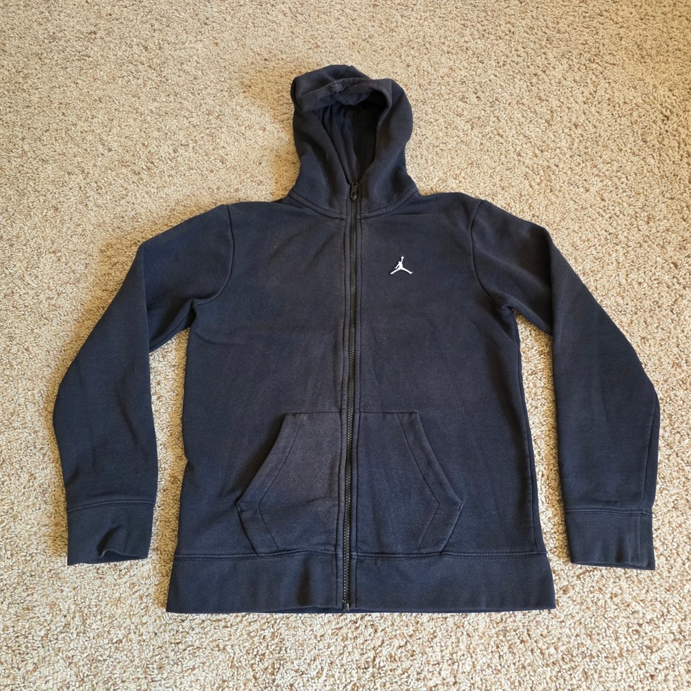 Jordan Kids Black Full Zip Fleece Hoodie Jumpman Logo Size‎ XL 13-15 Yrs